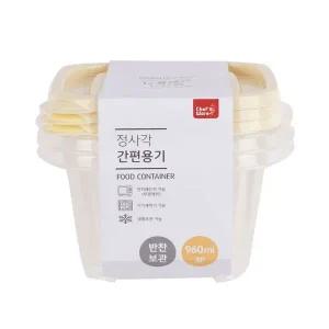 디디샵 정사각 밀폐 용기 960ml 3개 세트 탁 반찬통 냉장고정리