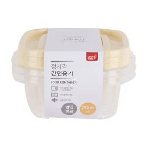 디디샵 정사각 밀폐 용기 750ml 3개 세트 탁 반찬통 냉장고정리