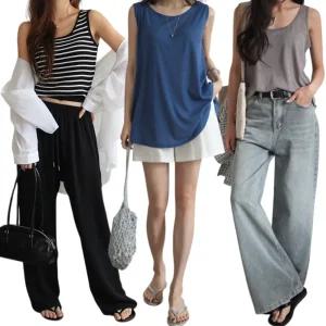 고급원단/롱나시/스트라이프/실크/민소매/프린팅/나염