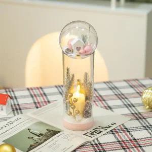 /플라워트리 크리스마스 장식 화병 LED 눈내리는 하우스 34cm DIY