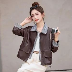 스트레인지 여자 데일리룩 자켓 가죽 가을 페이크 투피스 캐주얼 PU 점퍼 우먼 KUK3