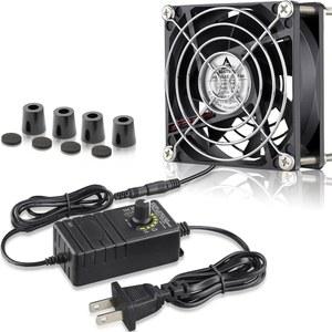 GDSTIME 80mm x 25mm 컴퓨터 팬(AC 플러그 포함), 모뎀 테라리움 라우터 수신기 DVR 플레이스테이션 Xbox 구성 요소 AV 캐비닛 냉각용 100V-240V 가변 속도 컨트롤러