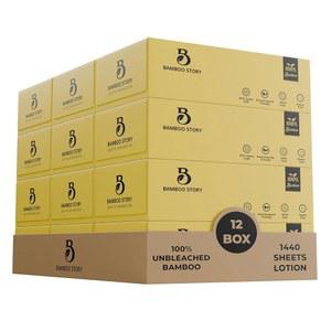 대나무 페이셜 티슈 로션 소프트 3겹 무표백 및 무화학 120매 박스 민감성 FSC 플라스틱 프리 PFAS 12개
