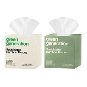 그린 제너레이션 대나무 페이셜 티슈 큐브 박스 3겹 70매 다색 12개 무향 연지 840매 FSC