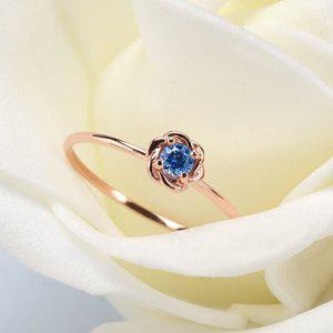 [골드인]14K 18K 11월탄생석 블루토파즈 꽃반지 미스링 레이어드링