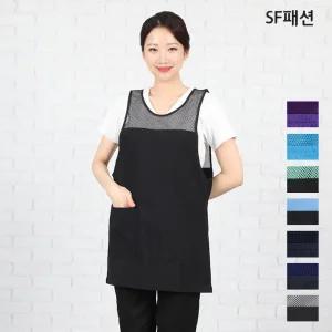 SF패션 여름 망사 시원한 원피스형 앞치마 요양보호사 복지센터 인쇄