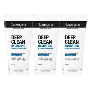 뉴트로지나 NEW 딥클린 하이드레이팅 포밍 클렌저, 150g, 3개 + 증정(뉴트로지나 인텐스 시카 에멀젼 15ml)