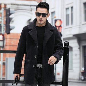 [제이큐]남성 캐주얼 양털 모피 양면 하프코트 블랙