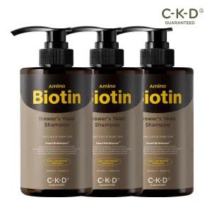 CKD 아미노비오틴 맥주효모샴푸 500ml 3개 / 탈모 증상 완화 + 푸석한 모발 케어