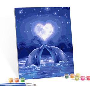 [RGKP285U]페인팅 캔버스 명화 러브문돌핀 40X50 명화그림