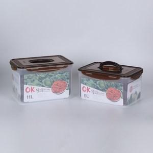 손잡이 있는 시리얼 김치 된장 업소용 정리용 식품 소분 사각 용기9, 11L