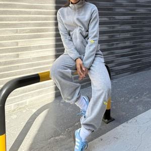 여자 후리스셋업 하이넥 집업 조거팬츠 트레이닝 세트