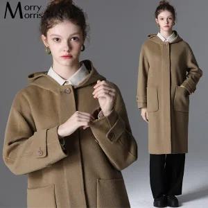 히든 버튼 후드 핸드메이드 울코트