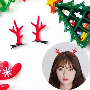 레드) 크리스마스용품 루돌프머리핀(심플 헤어핀