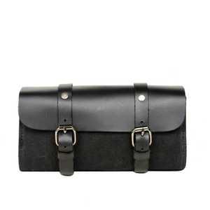 레트로 오토바이 사이드백 리어백 헬멧 사이드 가방 가죽 블랙