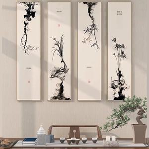 차니글로벌 수묵화 감성 사군자 그림 액자 대나무 매화 그림 대형 난초 동양화 국화