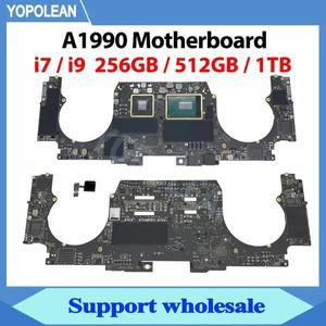 맥북 프로용 오리지널 로직 보드, Retina A1990 마더보드 i7 i9, 256GB, 512GB, 1TB, 터치 ID 2018, 2019