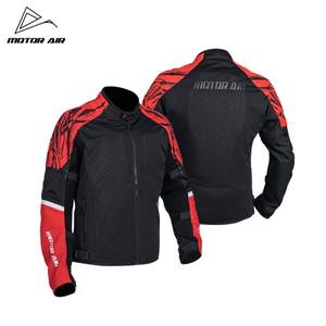 모터 에어 블랙-레드 오토바이 재킷 2025 신상 여름 메쉬 통기성 남성 라이딩복 CE 보호대 액세서리 포함