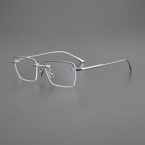 THANKS 다각형 얇은 금테 은테 티타늄 반무테 빅사이즈 안경