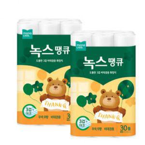 모나리자 땡큐 3겹 30M 30롤+30롤 총60롤 화장지 휴지 먼지 적은 화장지