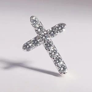 [샤밍주얼리]십자가 펜던트 랩 다이아 목걸이 메달 교회 천주교 성당 기념일 선물 레이어드 생일 미듐