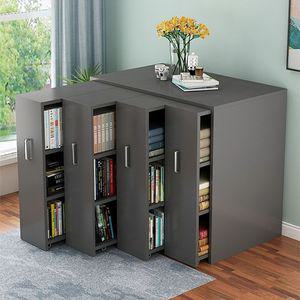 책장 사이드 슬라이딩 화이트 서랍형 캐비넷 책상