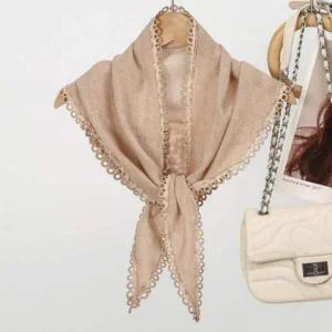 [콩심팥심]윈터 레이스 플라워 삼각 면 스카프 여성 봄 롱 머플러 여성가디건