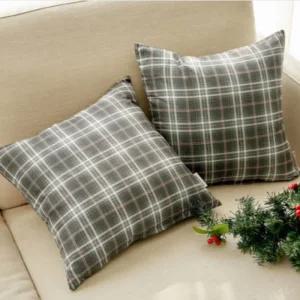 바자르 사계절 딥체크 쇼파 쿠션커버 40X40 웜그레이