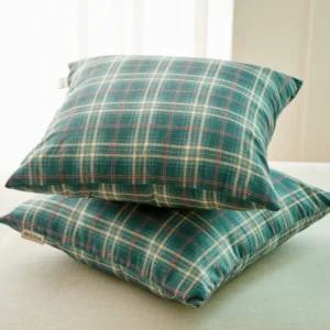 바자르 사계절 딥체크 쇼파 쿠션커버 40X40 딥그린