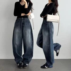 와이드 벌룬핏 하이웨스트 뒷밴딩 워싱 데님 면 팬츠 숏 롱 키작녀 키큰녀 가을 여름
