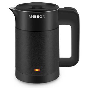 0.6L 소형 전기 주전자 스테인리스 스틸, 여행용 미니 온수 보일러 히터, 이중 벽 쿨 터치 휴대용 주전자, 자동 차단 및 끓이기 건조 보호, 120V/800W, 2년 보증(블랙)