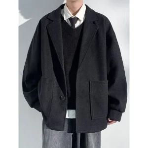 남자숏 떡볶이 후드 울 슬림핏 길이 더블 모직 크롭 남자