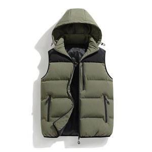 소로스 남성 겨울 패딩 조끼 탈착식 후드 퀼팅 민소매 캐주얼 웜 집업 재킷 아우터웨어(아미 그린, 남성)