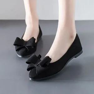 여성 3컬러 데일리 스웨이드 리본 플랫슈즈 단화