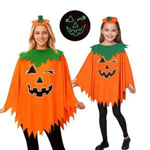 야광 호박 코스프레 의상 세트 성인 소년 소녀 망토 헤드밴드 파티 놀이 역할 할로윈 코스튬 포함