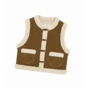 LEE 우먼 신세틱 레더 무스탕 베스트 브라운 LE2503VT61BR 211415