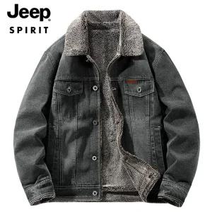 JEEP SPIRIT 빅사이즈 겨울 남성 두꺼워진 기모 작업복 데님자켓