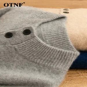 터틀넥 목 티 폴라 캐시미어 니트 기모 스웨터 오르도스 시티 100 순수 남자 남성 2025 가을 겨울 두꺼운