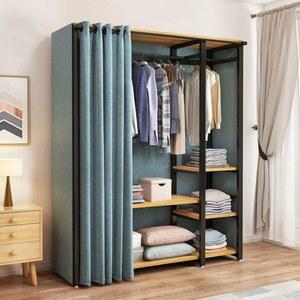 튼튼한 조립식 자취방 선반 철제 커버 옷장 간이 커튼