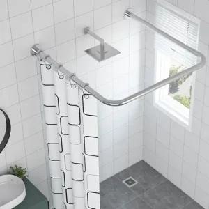 키밍 욕실 샤워커튼봉 ㄷ자 코너 곡선봉 100cm 실버