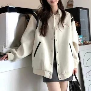 어깨 배색 포인트 똑딱이 야구점퍼 화이트 (WFG7FY8)