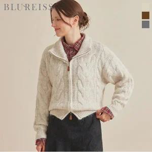 [블루레이스] 하이넥 꽈배기 집업 울니트 가디건_B5W1KC4681