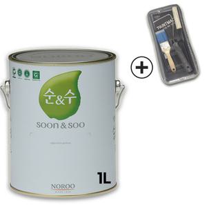 노루페인트 순앤수100 친환경 내부용 수성페인트 1L 무광 간단세트