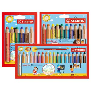 스타빌로 우디 색연필 6 / 10 / 18색 세트 3in1 두꺼운 색연필 수채