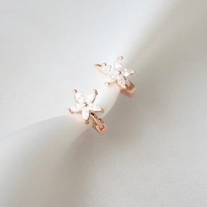 925 플라워 꽃 큐빅 링피어싱 귓바퀴 원터치 실버링귀걸이