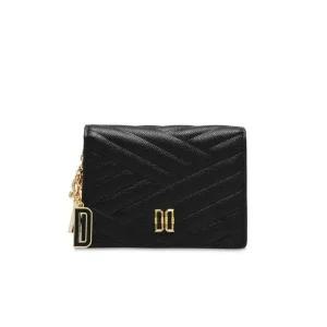 [롯데백화점]닥스 액세서리 [선물포장/쇼핑백동봉]블랙 퀼팅 로고 참장식 반지갑 DCWA2F218BK