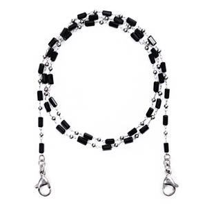 [제이반스][Jbans Classic] 블럭스톤 비즈 써지컬스틸 안경줄 마스크목걸이 (C2001-AN666_BK)