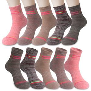 여성용 네온라인 두꺼운 작업 등산 양말 중목 10켤레