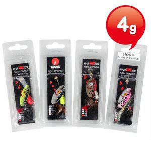 [에프원낚시]인라인 스피너 4g 블루길 배스 쏘가리 꺽지 VMC바늘 거상-피쉬스피너베이트