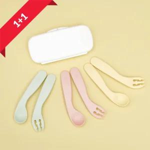 [１+１] 에디슨 자기주도 스스로 스푼포크 세트